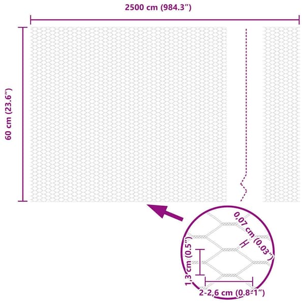 vidaXL Hexagonstängsel Grå 0,6 x 25 m PVC