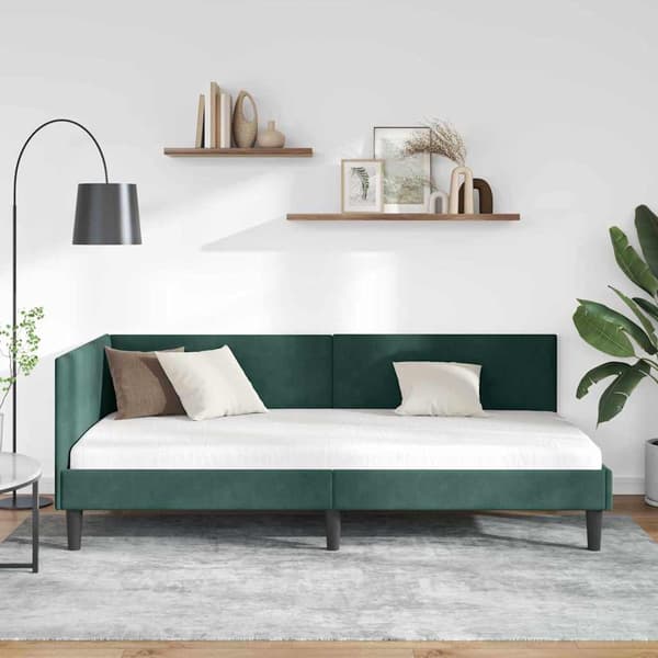 vidaXL Hörnssängstomme Mörkgrön 80 x 200 cm Sammet