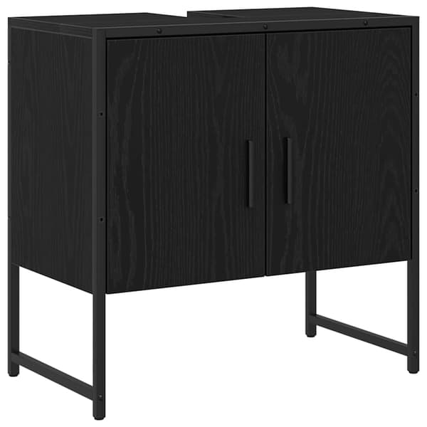 vidaXL Badrumsmöbelset Väggmonterad 2 pcs Svart Konstruerat trä
