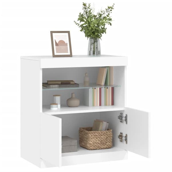 vidaXL Skjenk med LED-lys hvit 60x37x67 cm