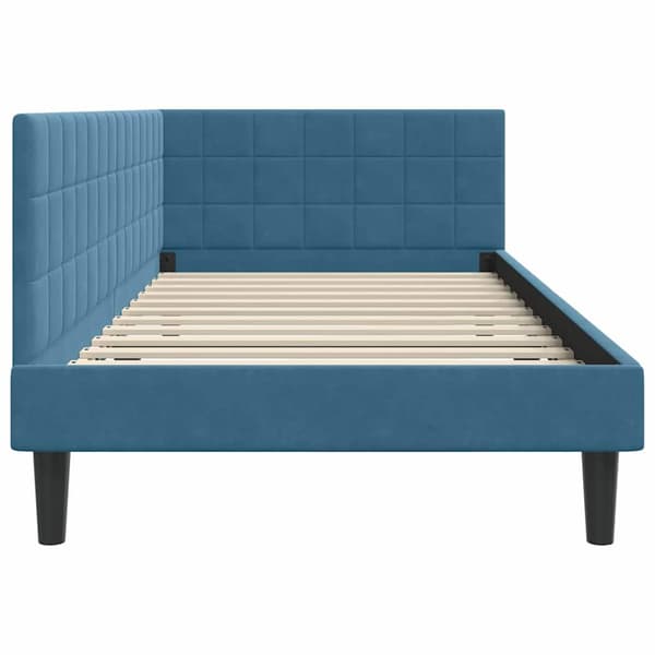vidaXL Hörn sängram med sänggavel Blå 100 x 200 cm Sammet
