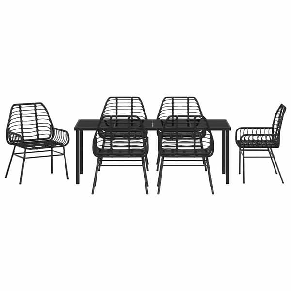 vidaXL Trädgårdsmöbelset 7 pcs Svart konstrotting