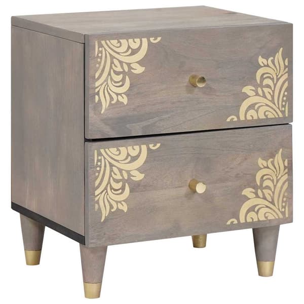 vidaXL Nattbordskap 2 pcs Grå 40 x 33 x 46 cm Massiv mango tre