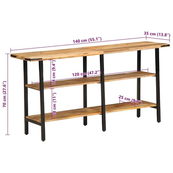 vidaXL Konsollbord 140x35x70 cm heltre mango