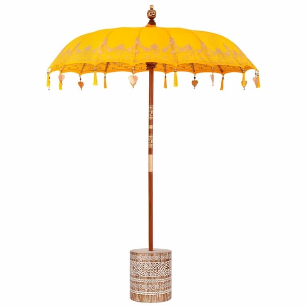 vidaXL Balinesisk Parasol 260 Gul 180-190 cm Bomull og solid tre