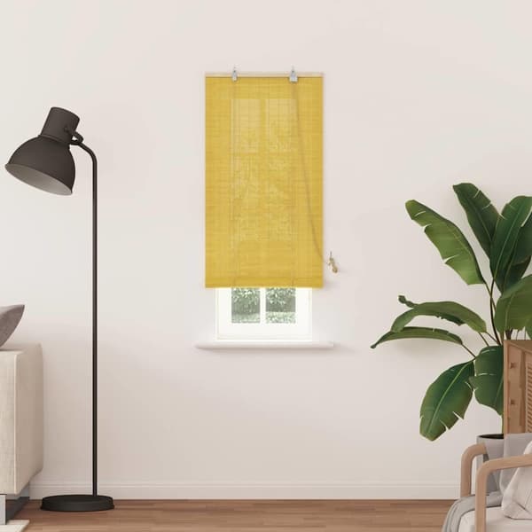vidaXL Rullgardin med gardiner Gul 60 x 220 cm Bambu