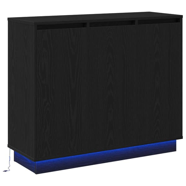 vidaXL Sideboard med LED, Svart Eik, 90x32x75 cm, Laget av Tre
