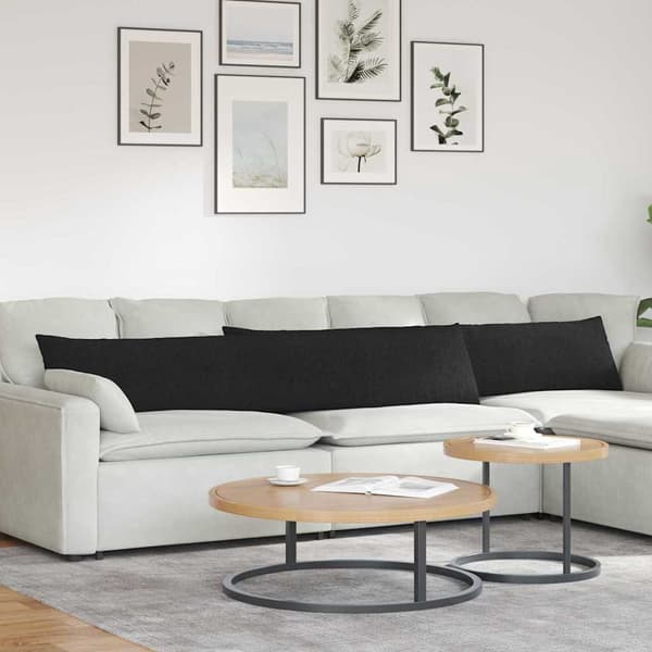 vidaXL Soffkuddar 2 st Svart 200 x 40 cm tyg