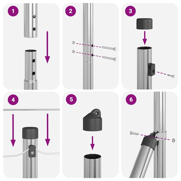 vidaXL Stängselstolpe 13 pcs Silver Stål