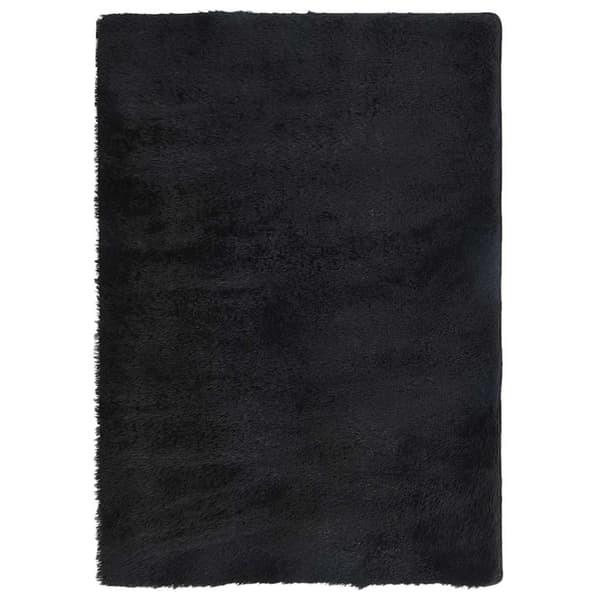 vidaXL Flossteppe med lang luv NAVARRA svart 160x230 cm polyester