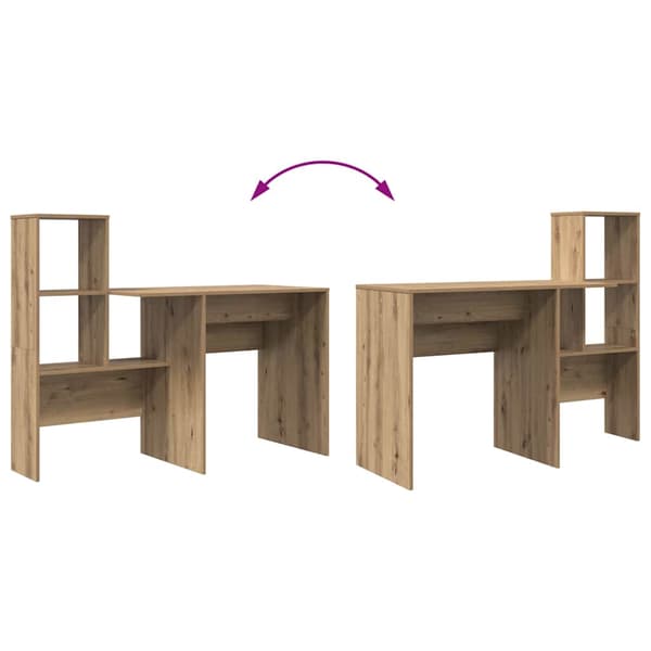 vidaXL Skrivebord Artisan Eik 131,5 x 50 x 106,5 cm Konstruert tre
