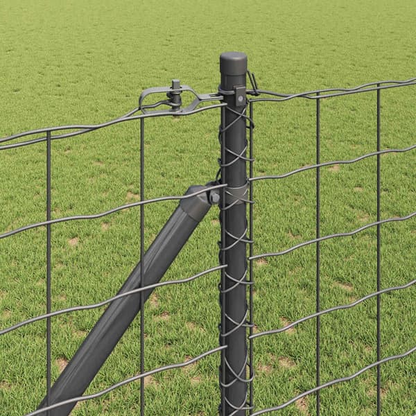 vidaXL Staket med stolpar. Grå 1,2 x 25 m Stål