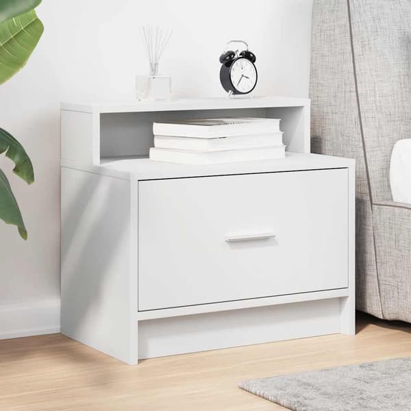 vidaXL Sängbord med låda vit 51x31x47 cm