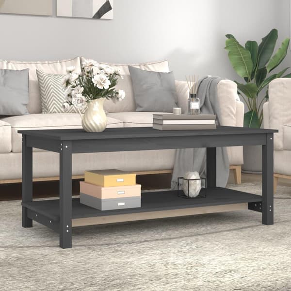 vidaXL Soffbord grå 110x55x45 cm massiv furu