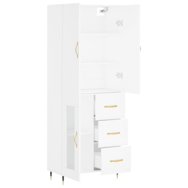 vidaXL Högskåp vit 69,5x34x180 cm konstruerat trä