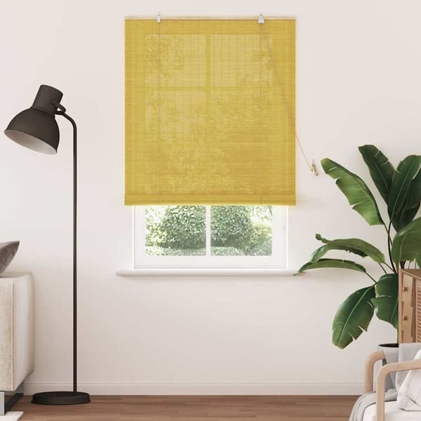 vidaXL Rullgardin med gardiner Gul 100 x 220 cm Bambu