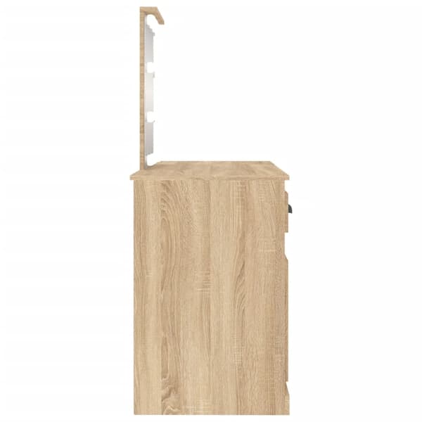 vidaXL Sminkebord med LED sonoma eik 130x50x132,5 cm