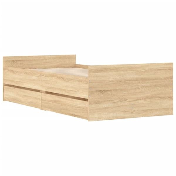 vidaXL Sengeramme med skuffer sonoma eik 75x190 cm