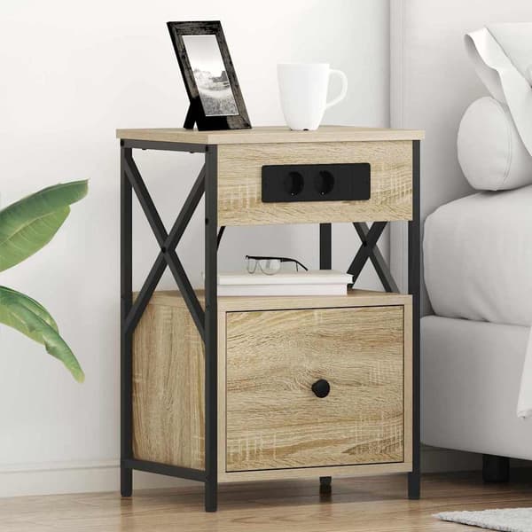 vidaXL Nattbordskap Sonoma eik 40 x 31 x 60 cm Konstruert tre