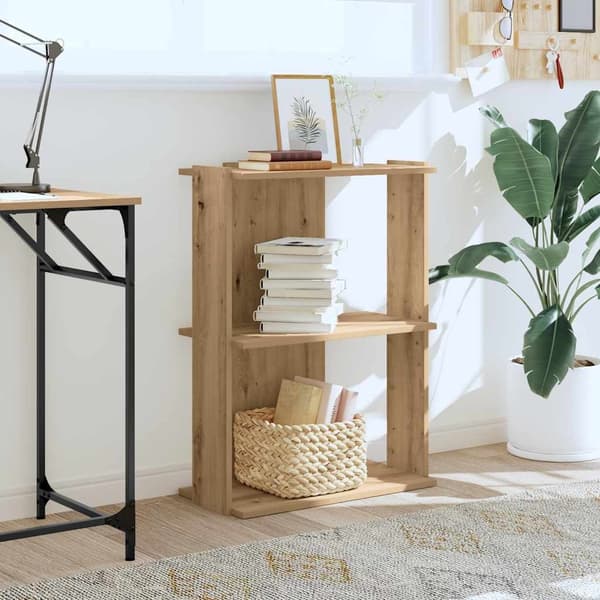 vidaXL Bokhylle 3 etasjer artisan eik 60x30x80 cm konstruert tre