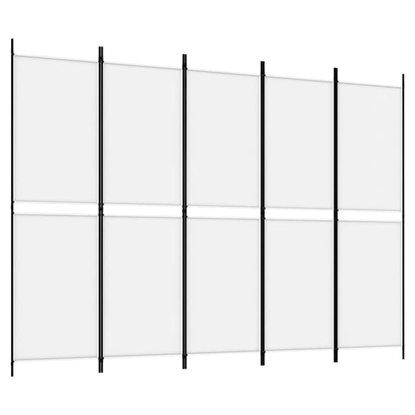 vidaXL Rumsavdelare 5 paneler vit 250x180 cm tyg