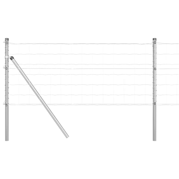 vidaXL Gjerde med stolpe sølv 0,4 x 50 m Stål og PVC