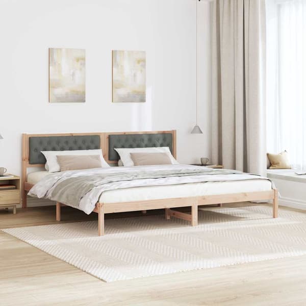 vidaXL Sängram med sänggavel Mörkgrå 200 x 200 cm tyg