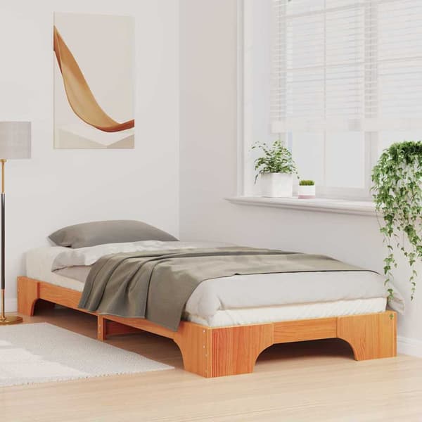 vidaXL Sängram Brun 80 x 220 cm Massiv furu