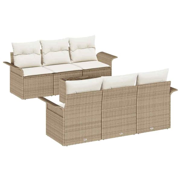 vidaXL Trädgårdsoffset 7 pcs Beige och gräddfärgad konstrotting