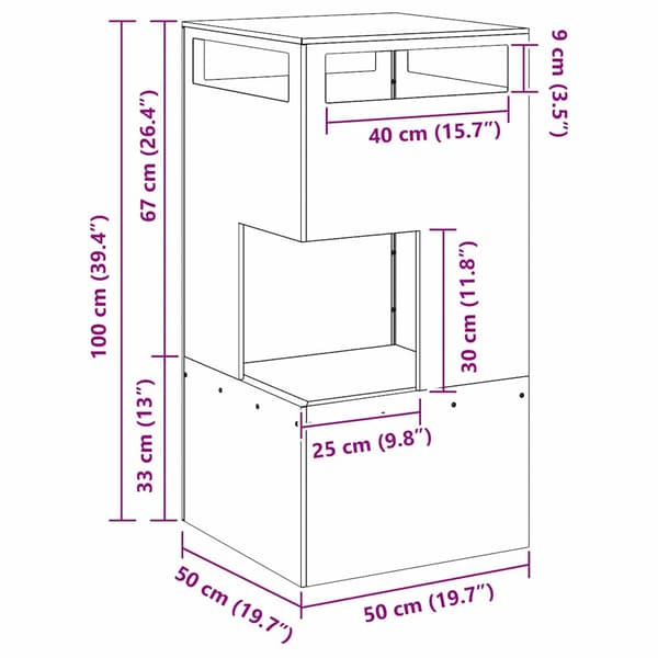 vidaXL Eldstad Svart 50 x 50 x 100 cm Stål