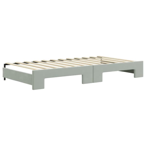 vidaXL Dagbädd utdragbar och madrasser ljusgrå 100x200 cm sammet