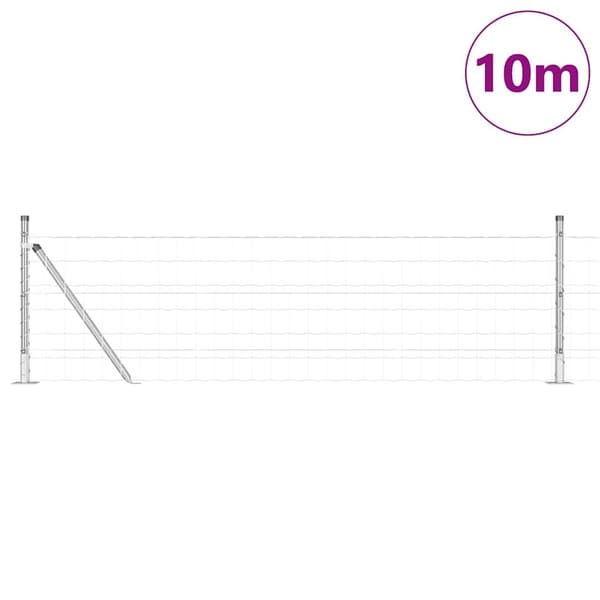 vidaXL Gjerde med stolpe sølv 0,6 x 10 m Stål