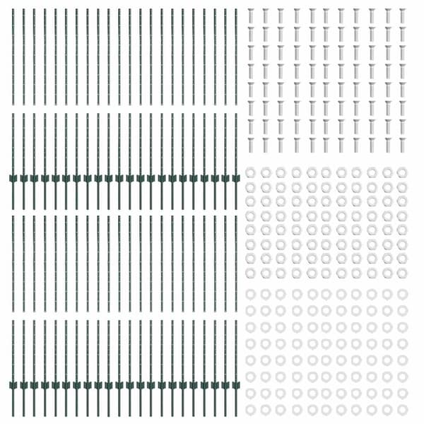 vidaXL Stängselstolpe 44 pcs Grön 180 cm Stål
