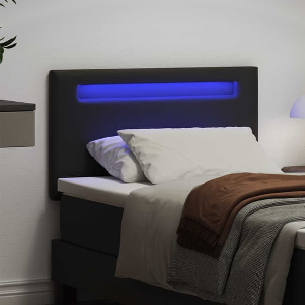 vidaXL LED huvuddyna Svart 90 cm Konstläder