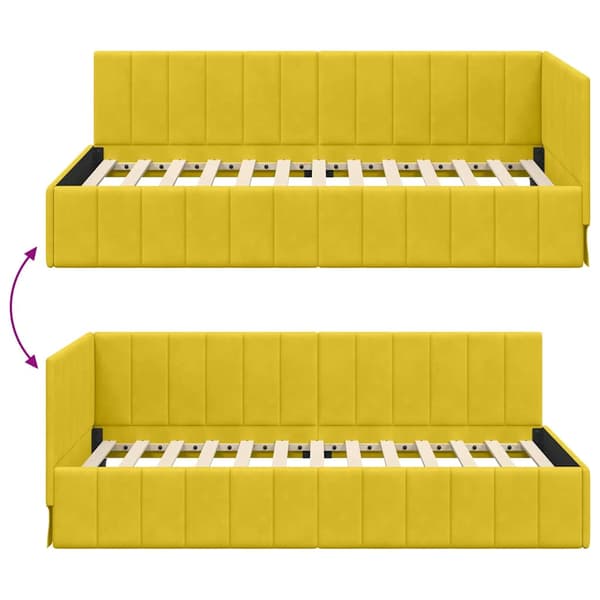 vidaXL Hörnssängram Gul 90 x 200 cm Sammet
