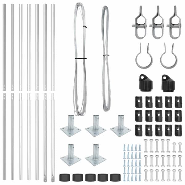 vidaXL Gjerdepåle 7 pcs sølv Stål