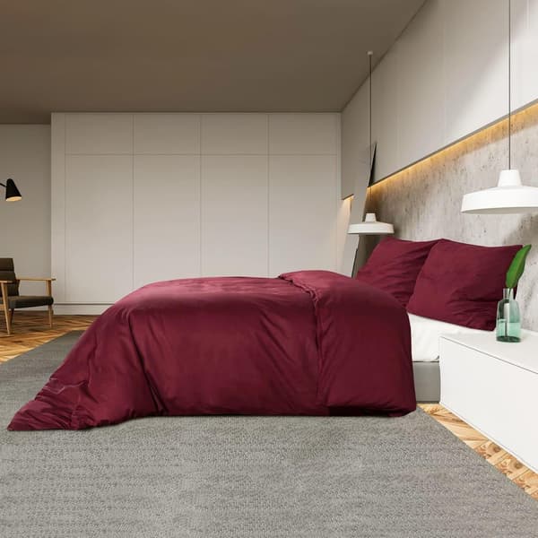 vidaXL Bäddset vinröd 155x220 cm bomull