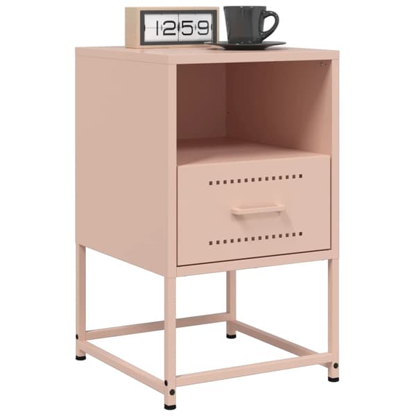 vidaXL Sängbord 2 st rosa 36x39x60,5 cm stål