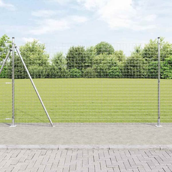 vidaXL Gjerde med stolpe sølv 1,4 x 10 m Stål