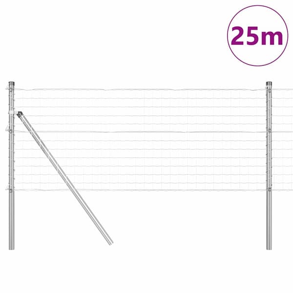 vidaXL Gjerde med stolpe Grå 0,4 x 25 m Stål og PVC
