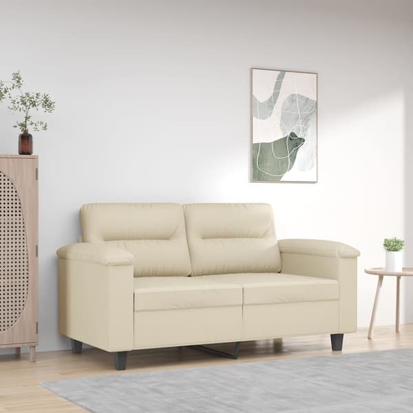 vidaXL 2-sitssoffa gräddvit 120 cm konstläder