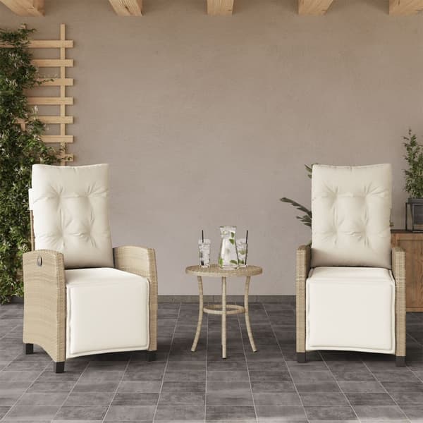 vidaXL Bistrogrupp med dynor 3 delar beige konstrotting