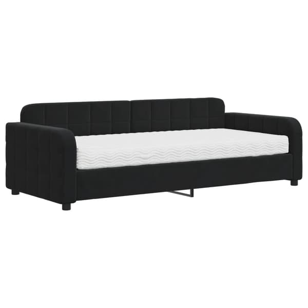 vidaXL Dagbädd med madrass svart 90x200 cm sammet