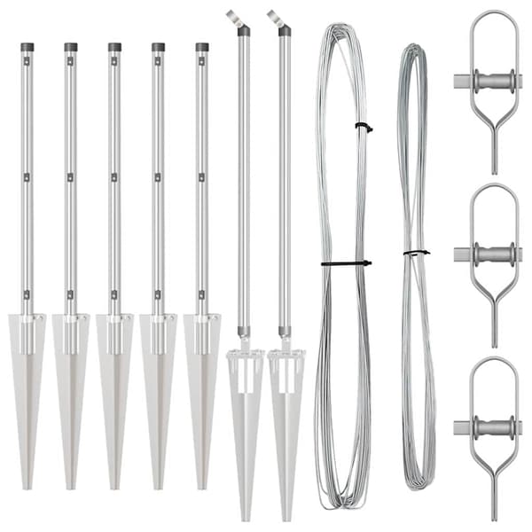 vidaXL Gjerdepåle 7 pcs sølv Stål