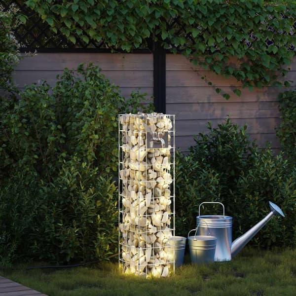 vidaXL Gabion kran sølv 25 x 25 x 100 cm Rustfritt Stål