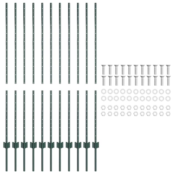 vidaXL Stängselstolpe 11 pcs Grön 140 cm Stål