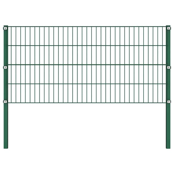 vidaXL Stängselpanel med stolpar järn 8,5x0,8 m grön