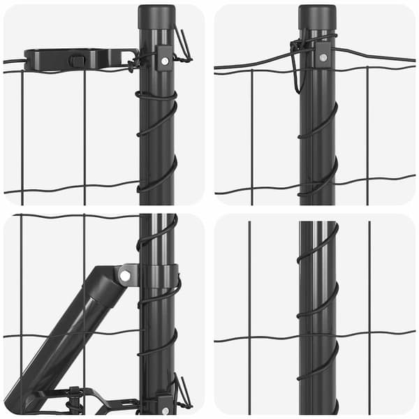 vidaXL Gjerde med stolpe Grå 0,4 x 25 m Stål og PVC