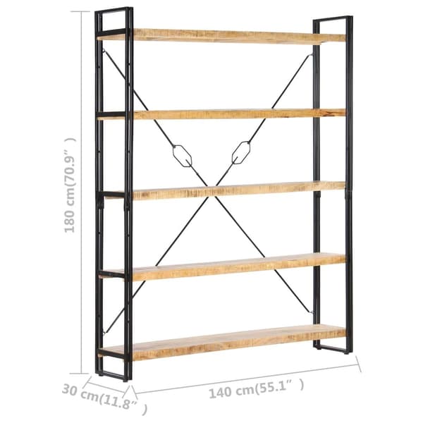 vidaXL Bokhylle 5 etasjer 140x30x180 cm heltre mango
