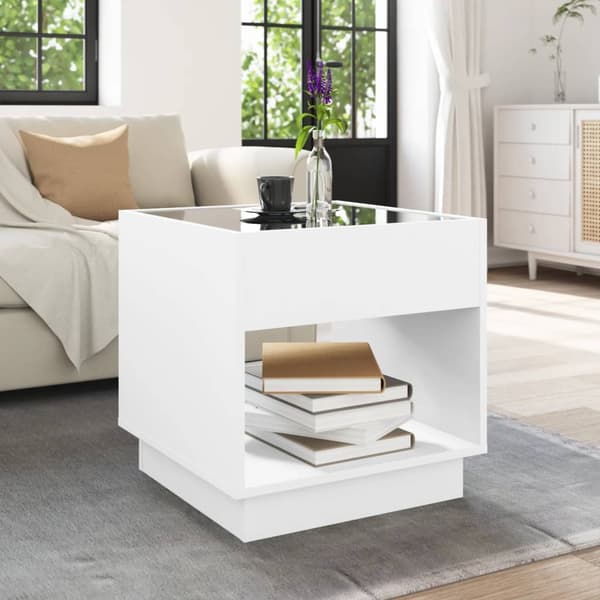 vidaXL Soffbord med Infinity LEDs vit 50x50x50 cm